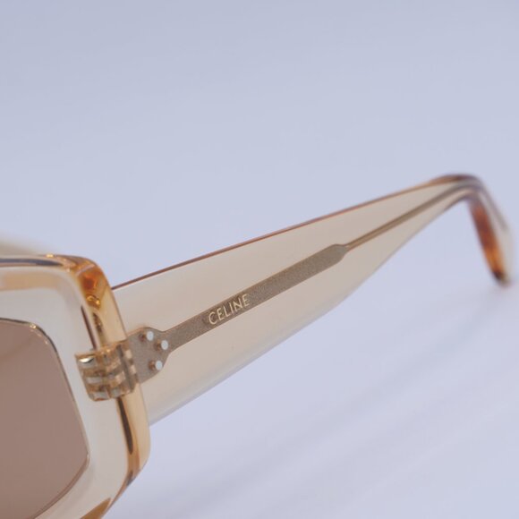 🕶️ New Celine CL40277F 42J Sunglasses - Transparent Orange Frame, Brown Lenses - Picture 4 of 10